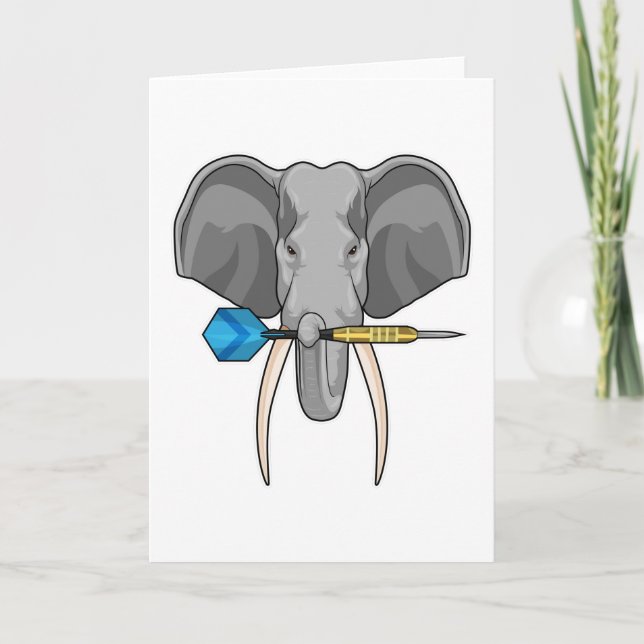 Carte Éléphant aux fléchettes avec fléchette (Devant)