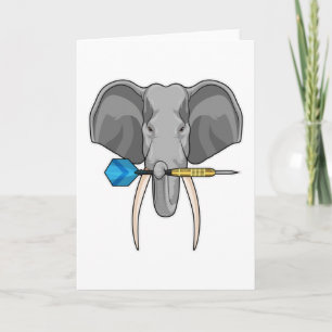 Carte Eléphant aux fléchettes avec fléchette