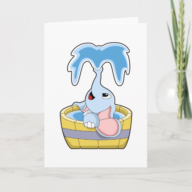 Carte Éléphant avec baignoire pleine d'eau (Devant)
