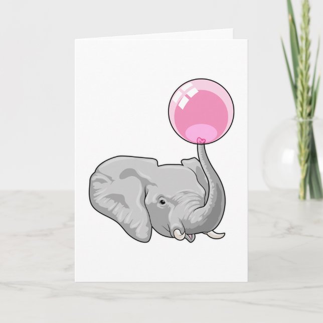 Carte Eléphant avec ballon (Devant)
