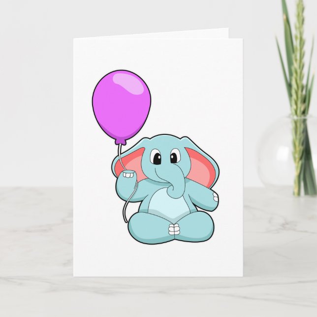 Carte Eléphant avec ballon (Devant)