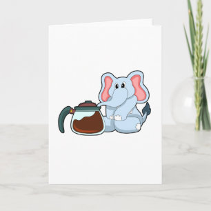Carte Éléphant avec cafetière