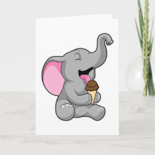 Carte Éléphant avec glace au gaufre au chocolat