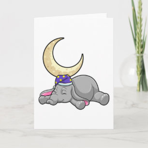 Carte Éléphant avec Lune