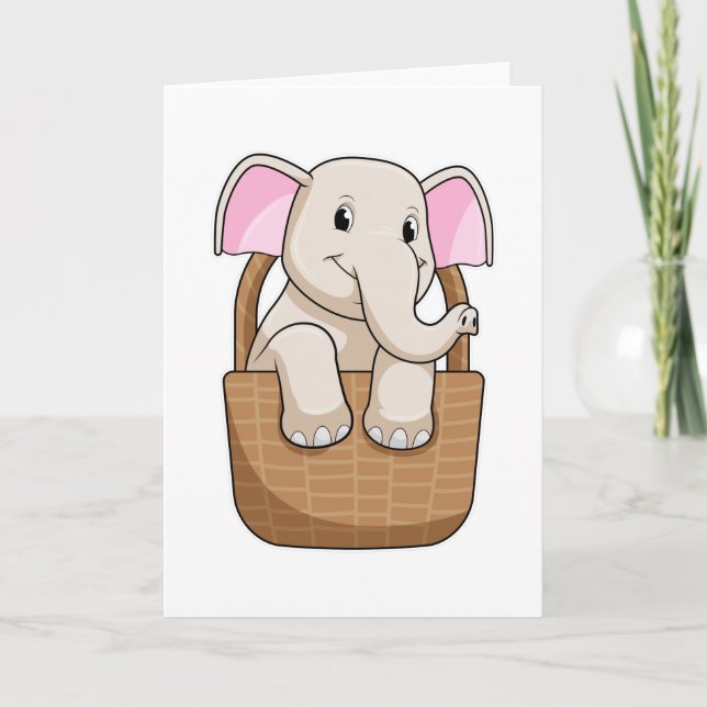 Carte Eléphant avec panier (Devant)