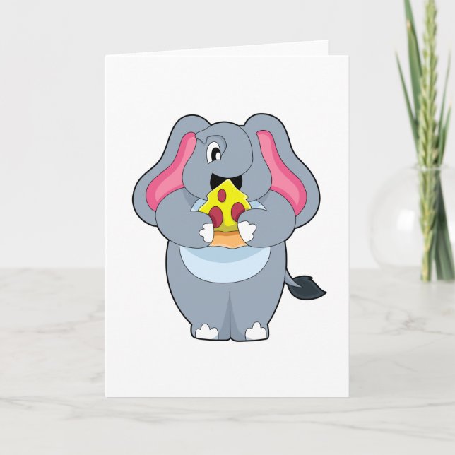 Carte Éléphant avec Pizza (Devant)