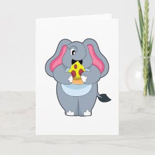 Carte Éléphant avec Pizza