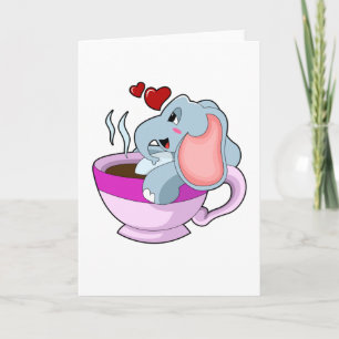Carte Éléphant avec Tasse à Café
