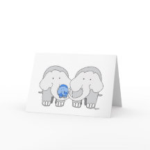 Carte éléphant bleu bébé