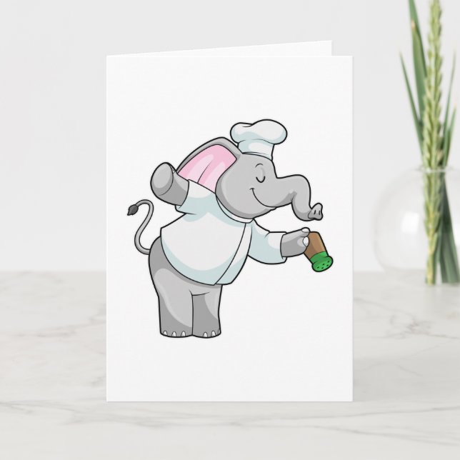 Carte Éléphant chef avec salière (Devant)