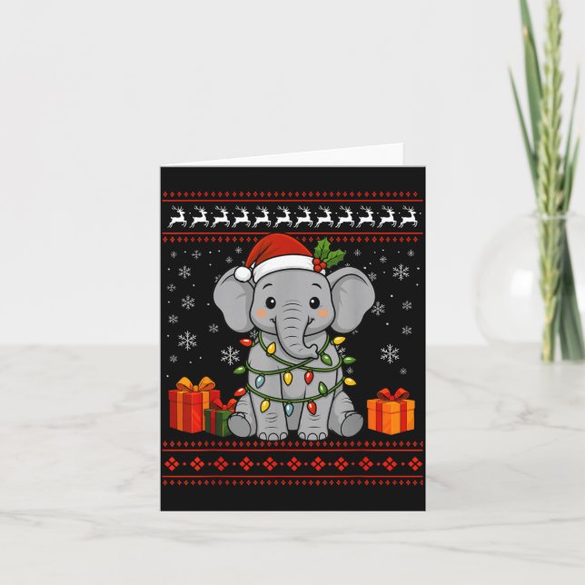 Carte Elephant Christmas Ugly Sweater Elephant Graphic  (Devant)