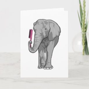 Carte Elephant comme coiffeur avec peigne