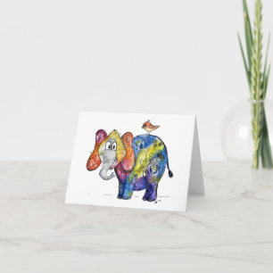 Carte Eléphant couleur blanc mignon