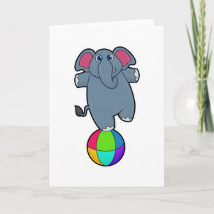 Carte Éléphant de cirque avec balle de cirque