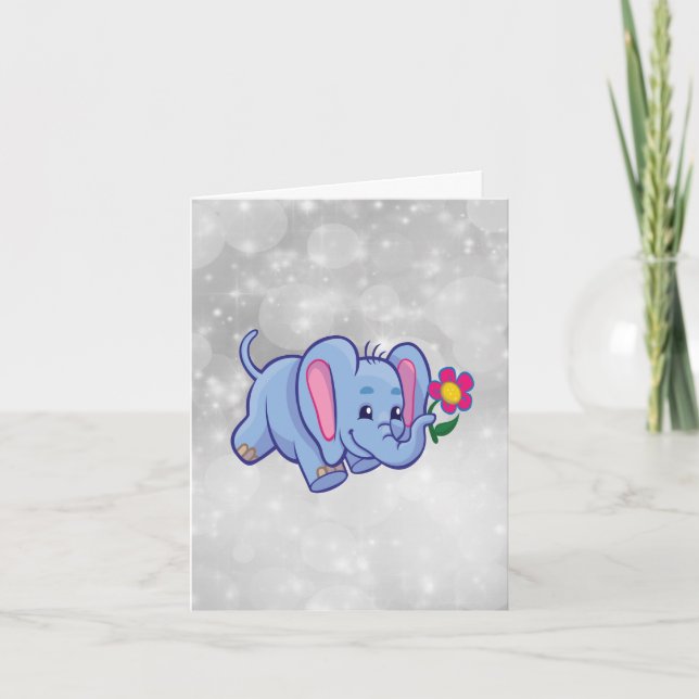 Carte Éléphant de dessin animé mignon (Devant)