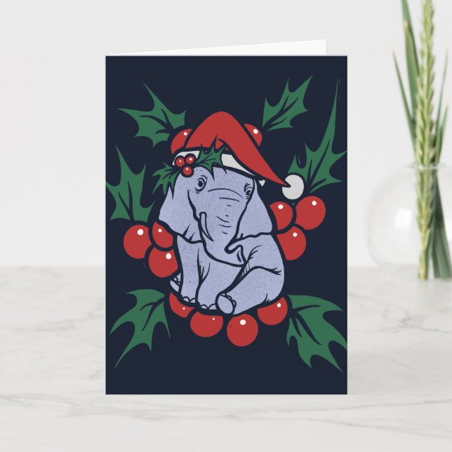 Carte Éléphant de Noël (Devant)