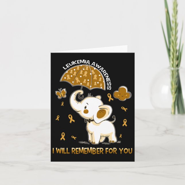 Carte Eléphant de sensibilisation à la leucémie (Devant)