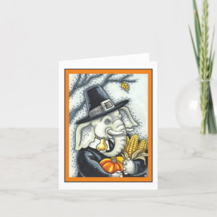 Carte ÉLÉPHANT DE THANKSGIVING, ÉLÉPHANT PÈLERIN Vierge
