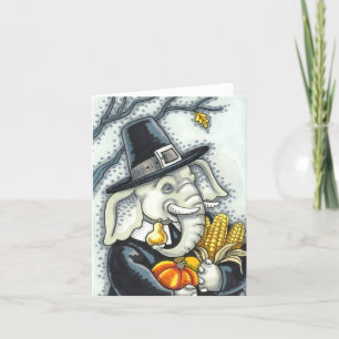 Carte ÉLÉPHANT DE THANKSGIVING, ÉLÉPHANT PÈLERIN Vierge