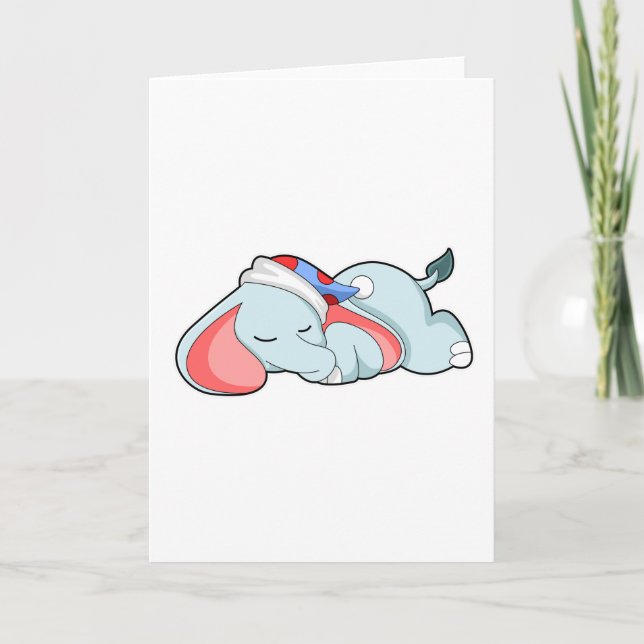 Carte Éléphant dormant avec une tête endormie (Devant)