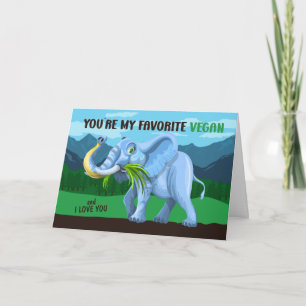 Carte Éléphant drôle vegan Saint-Valentin 