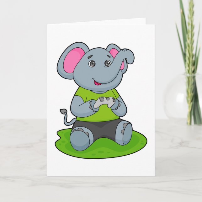 Carte Eléphant en Gamer (Devant)