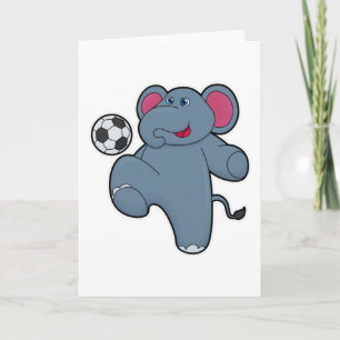 Carte Éléphant en joueur de football avec ballon de foot