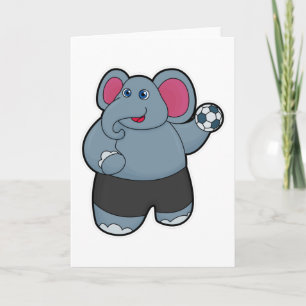 Carte Éléphant en joueur de handball avec ballon de hand