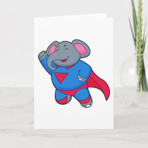 Carte Éléphant en super-héros