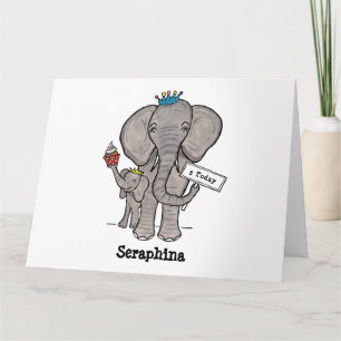 Carte Eléphant et bébé personnalisés
