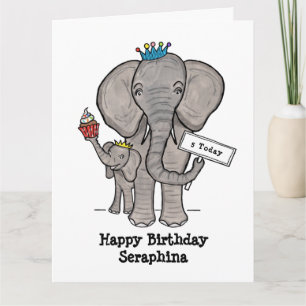 Carte Eléphant et bébé personnalisés