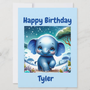 Carte Éléphant Étincelant Sous un Ciel Étoilé 