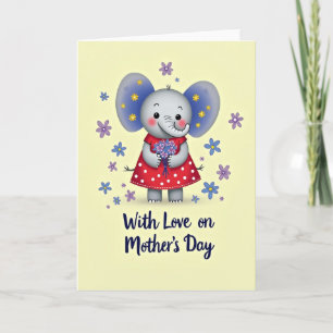 Carte Éléphant Floral Doux