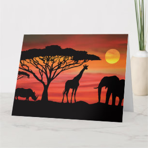 Carte Elephant, Giraffe et Rhinoceros en Afrique