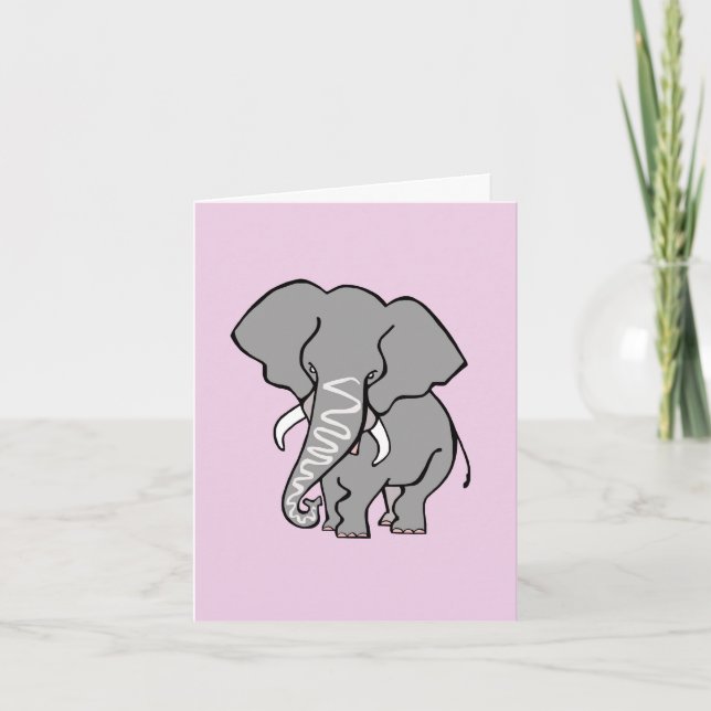 Carte ELEPHANT Graphique -Animaux sauvages- Nature -Rose (Devant)