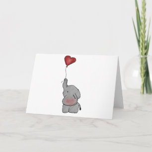 Carte Elephant Holding Balloon