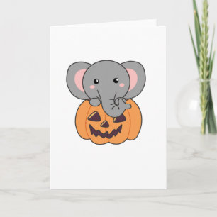 Carte Elephant In Pumkin Cute Elephant Happy Halloween