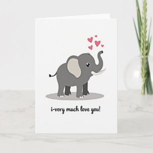 Carte éléphant mignon je t'aime