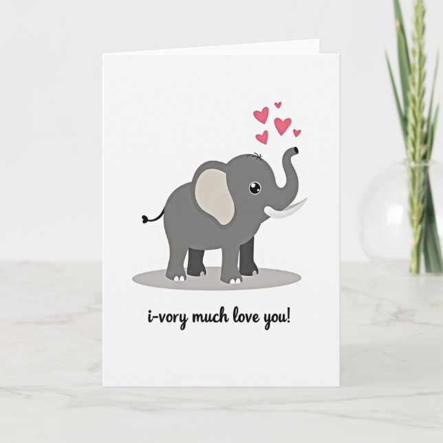 Carte éléphant mignon je t'aime (Devant)
