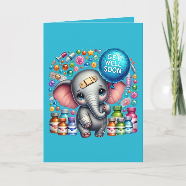 Carte Éléphant mignon pour un prompt rétablissement ajou (Devant)
