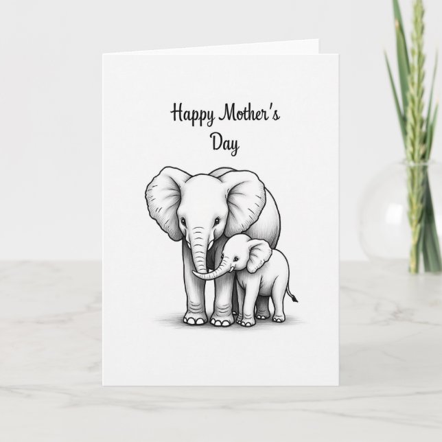 Carte Elephant Mothers Day Sketch Card (Devant)