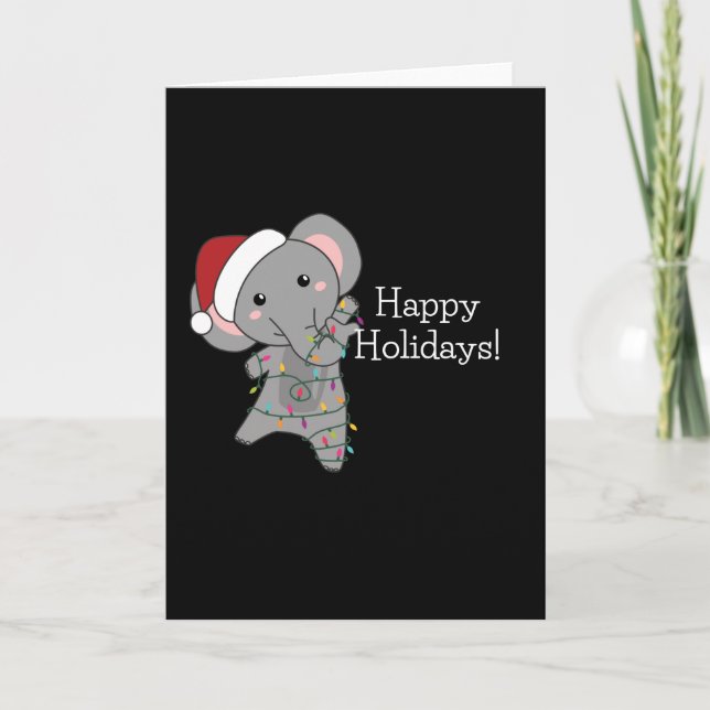 Carte Éléphant Noël Neige Animaux d'hiver Éléphants (Devant)