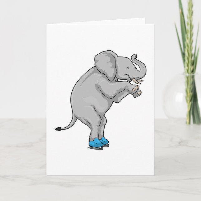 Carte Éléphant Patinage sur glace Patins à glace (Devant)