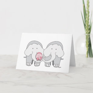 Carte éléphant rose bébé