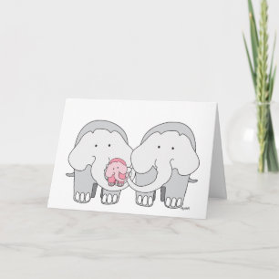 Carte éléphant rose bébé