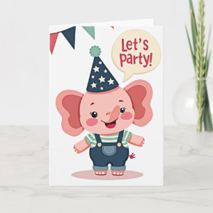 Carte éléphant rose joyeux