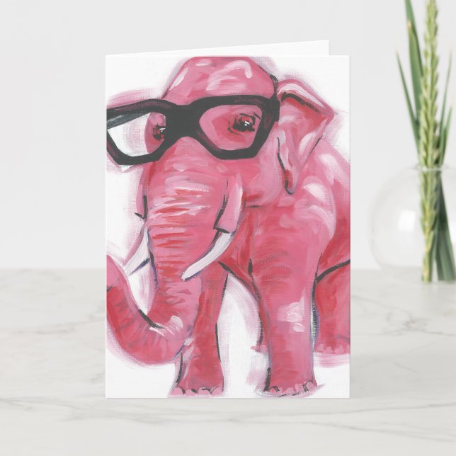Carte Éléphant rose pimpant de l'animal | dans des (Devant)