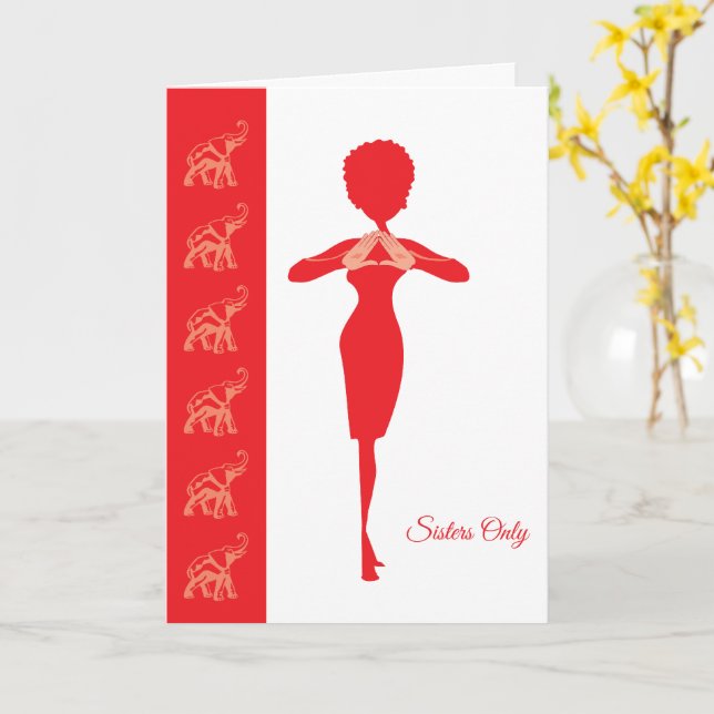 Carte éléphant rouge de sororité (Fleur jaune)