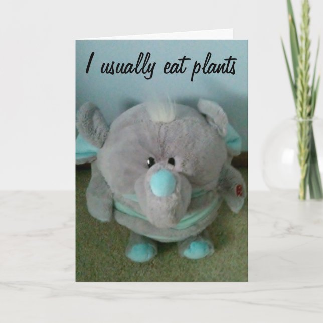 CARTE ELEPHANT VEUT "GÂTEAU D'ANNIVERSAIRE" (Devant)