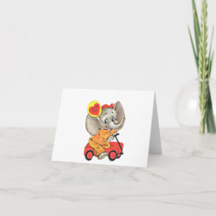 Carte Eléphant vintage à Wagon Valentine